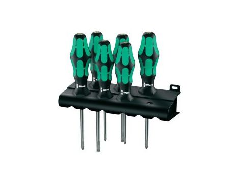 Wera - 335/350/355/6 Zestaw wkrętaków Kraftform Lasertip + wieszak, 6 części - 05105622001