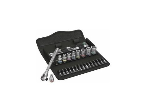 Wera - 8100 SA 10 Grzechotka Zyklop Metal z przekładanym zabierakiem 1/4' w zestawie calowym, 28 części - 05004020001