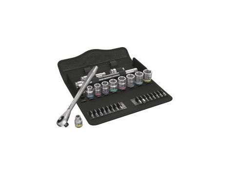 Wera - 8100 SB 10 Grzechotka Zyklop Metal z przekładanym zabierakiem 3/8' w zestawie calowym, 29 części - 05004050001