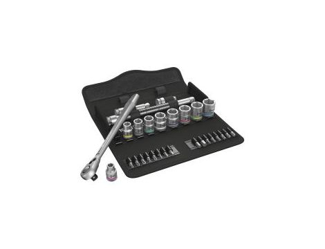 Wera - 8100 SB 8 Grzechotka Zyklop Metal 3/8' z przełącznikiem zmiany kierunku pracy w zestawie metrycznym, 29 części - 05004048001