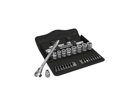 Wera - 8100 SB 11 Grzechotka Zyklop Metal 3/8' z przełącznikiem zmiany kierunku pracy w zestawie calowym, 29 części - 05004051001