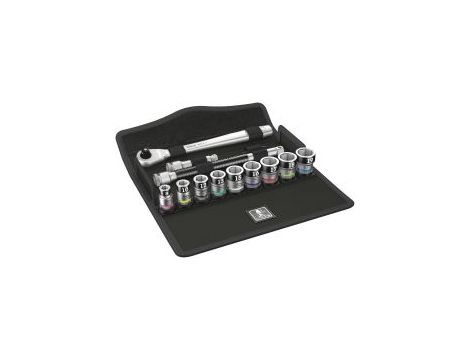 Wera - 8100 SB HF 1 Grzechotka Zyklop Metal 3/8' z przełącznikiem zmiany kierunku pracy w zestawie metrycznym z funkcją przytrzymywania, 13 części - 05003785001