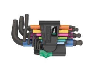 Wera - 950/9 Hex-Plus Multicolour 2 Zestaw kluczy trzpieniowych z końcówką kulistą, BlackLaser, metrycznych, 9 części - 05133164001
