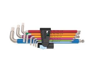 Wera - 3950/9 Hex-Plus Multicolour Imperial Stainless 1 Zestaw kluczy trzpieniowe ze stali nierdzewnej, z końcówka kulistą, calowe, 9 części - 05022860001