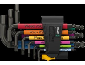 Wera - Zestaw kluczy trzpieniowych 950/9 Hex-Plus Multicolour Imperial 3, calowych, BlackLaser, 9 części - 05022641001