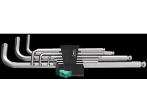 Wera - 950/9 Hex-Plus 1 Zestaw kluczy trzpieniowych z końcówką kulistą, chromowanych, metrycznych, 9 części - 05022087001