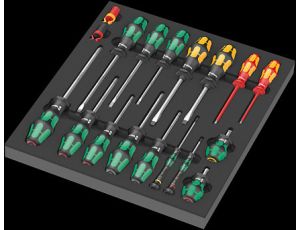 Wera - Wkładka piankowa 9710 z wkrętakami, Set 1, 18 części - 05150101001