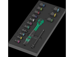 Wera - Wkładka piankowa 9724 zestaw z grzechotką Zyklop Comfort 8010 B Set 1, 3/8', 16 części - 05150114001