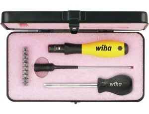 Wiha - wkrętak dynamometryczny zestaw TorqueVario®-S ESD 13-cz.  0,4-1,0 Nm w metalowej kasecie - 43898