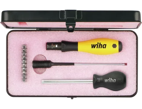 Wiha - wkrętak dynamometryczny zestaw TorqueVario®-S ESD 13-cz.  0,4-1,0 Nm w metalowej kasecie - 43898