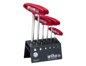 Wiha - zestaw kluczy trzpieniowych z rękojeścią T sześciokątny MagicRing niklowany na wysoki płysk w stojaku warsztatowym 6-cz.  - 22096