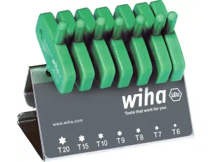 Wiha - klucz trzpieniowy z rękojeścią w kształcie klucza zestaw TORX® 7-cz. czerniony chemicznie, na stojaku warsztatowym  - 25624