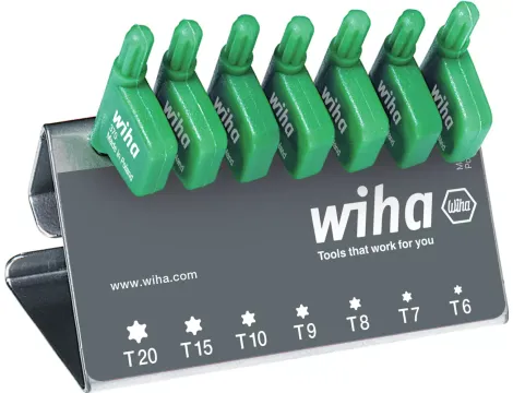 Wiha - klucz trzpieniowy z rękojeścią w kształcie chorągiewki zestaw TORX® 7-cz. czerniony chemicznie, na stojaku warsztatowym  - 25625
