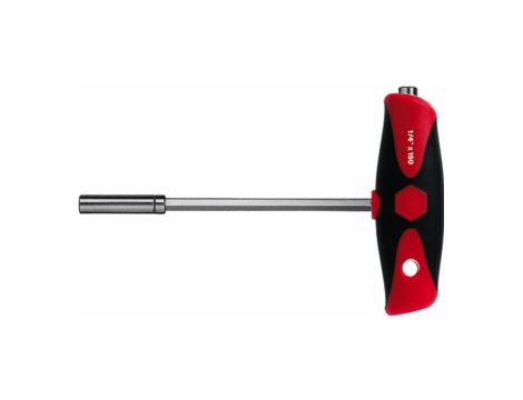Wiha - wkrętak z rękojeścią T i dwoma uchwytami na bity ComfortGrip magnetyczny 1/4"  150 mm - 26179