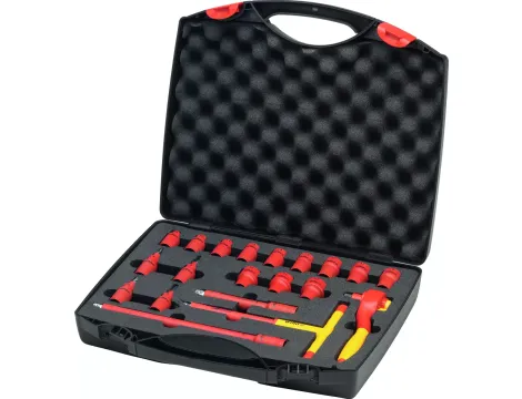 Wiha - zestaw izolowanych kluczy nasadowych 3/8" mieszany, 20-cz. w skrzynce narzędziowej  - 43023