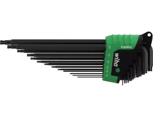 Wiha - zestaw kluczy trzpieniowych w uchwycie ErgoStar TORX® z główką kulistą 13-cz. oksydowany chemicznie w opakowaniu blistrowym  - 43847