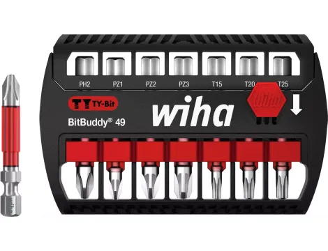 Wiha - zestaw bitów BitBuddy®, bit TY 49 mm Phillips, Pozidriv, TORX® 7-cz. 1/4" w kasecie  - 42116