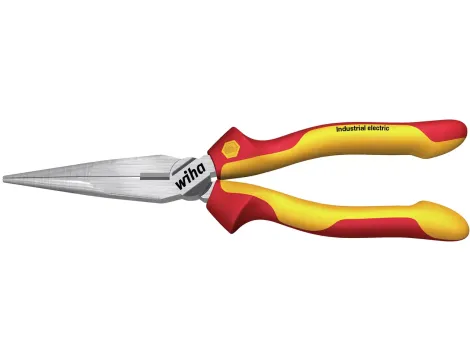 Wiha - Szczypce pólokrągłe Industrial electric z ostrzem prostym w blistrze  200 mm - 38858