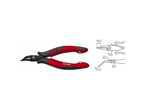 Wiha - Szczypce spiczaste Electronic Waska, dluga glówka, zakrzywione, ok. 40°  158 mm - 41015