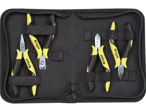 Wiha - zestaw szczypiec Professional ESD Szczypce do cięcia bocznego, Szczypce ukośne do cięcia czołowego, Szczypce pólokrągłe 4-cz.  - 33507