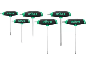 Wiha - Zestaw kluczy trzpieniowych ComfortGrip z rękojeścią T, TORX® 6-cz. z trzonem bocznym, chromowany matowo  - 45622