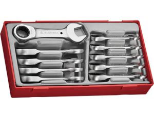 TengTools - 10-elementowy zestaw krótkich kluczy płasko-oczkowych z grzechotką TT6010MRS - TT6010MRS