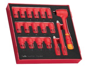 TengTools - Zestaw narzędzi nasadowych izolowanych VDE 1000V z chwytem 3/8