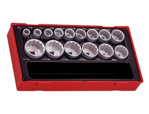 TengTools - 15-elementowy zestaw nasadek 12-kątnych calowych z chwytem 1/2
