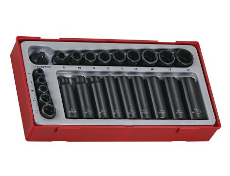 TengTools - 24-elementowy zestaw nasadek udarowych z chwytem kwadratowym 1/4" i 3/8" TT9024 -