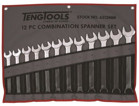 TengTools - 12-elementowy zestaw kluczy płasko-oczkowych 20-32 mm - 6512MM