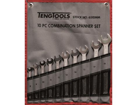 TengTools - 10-elementowy zestaw kluczy płasko-oczkowych 8-19 mm 6510MM - 6510MM