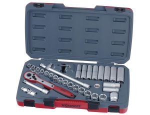 TengTools - 34-elementowy zestaw kluczy nasadowych z chwytem kwadratowym 1/2