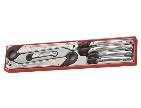 TengTools - 7-elementowy zestaw kluczy oczkowych zapadkowych otwieranych TTxQRS07 - TTXQRS07