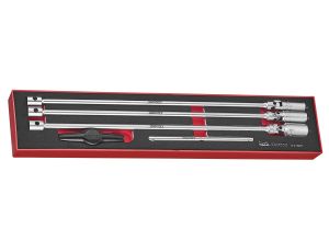 TengTools - 5-elementowy zestaw bardzo długich nasadek do świec zapłonowych z chwytem 3/8