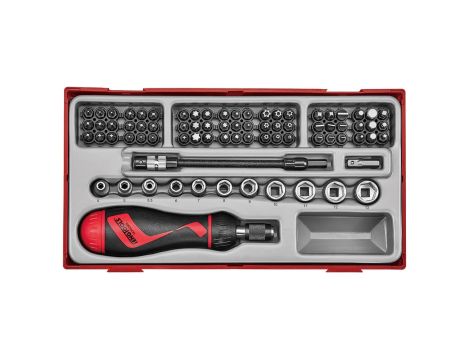 TengTools - 84-elementowy zestaw grotów i rękojeści wkrętakowej grzechotkowej - TTMDR84