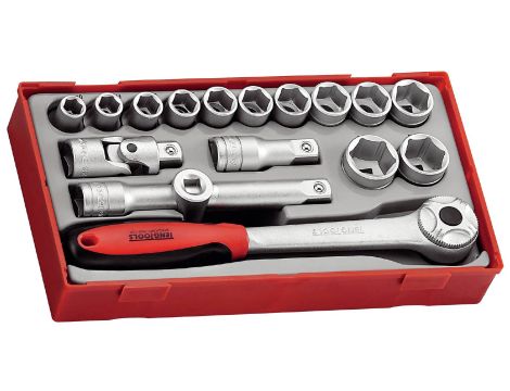 TengTools - 18-elementowy zestaw kluczy nasadowych. Z chwytem kwadratowym 1/2" - TT1218-6