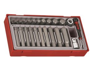 TengTools - Nasadki trzpieniowe z grotami sześciokątnych, w zestawie. Z chwytem □½