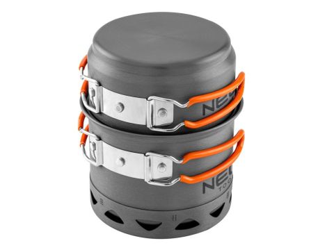 Neo Tools - Garnki turystyczne 2w1 z radiatorem + torba - 63-144