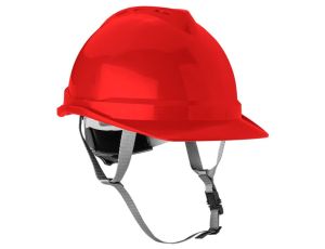 Neo Tools - Hełm przemysłowy z paskiem podbródkowym, czerwony - 97-224