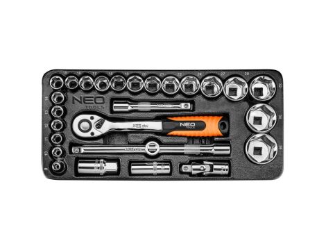 Neo Tools - Klucze nasadowe 1/2", zestaw 27 szt., wkładka - 84-238