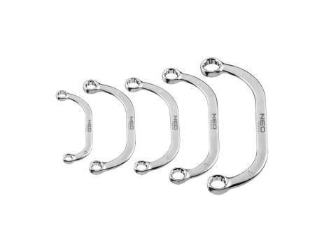 Neo Tools - Klucze oczkowe wygięte 9-22 mm, zestaw 5 szt. - 09-176