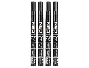 Neo Tools - Marker budowlany, czarny, permanentny, wodoodporny, lakierowy, aluminiowy, 4 szt. - 13-852