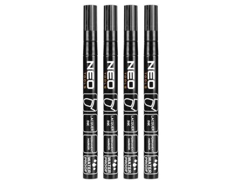 Neo Tools - Marker budowlany, czarny, permanentny, wodoodporny, lakierowy, aluminiowy, 4 szt. - 13-852