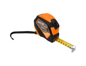 Neo Tools - Miara zwijana stalowa 10 m x 25 mm, auto blokada, przycisk stop, magnes - 67-235