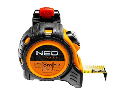 Neo Tools - Miara zwijana stalowa 3 m x 16 mm, autostop, zaczep - 67-203