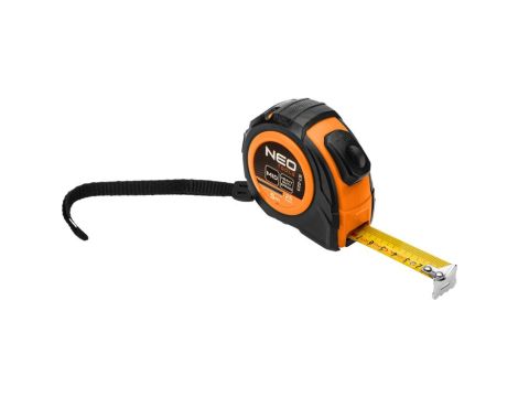 Neo Tools - Miara zwijana stalowa 5 m x 25 mm, auto blokada, dwa przyciski stop - 67-223