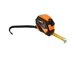 Neo Tools - Miara zwijana stalowa 5 m x 25 mm, auto blokada, przycisk stop, magnes - 67-233