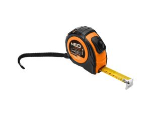 Neo Tools - Miara zwijana stalowa 7,5 m x 25 mm, auto blokada, dwa przyciski stop - 67-224