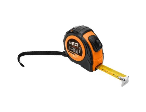 Neo Tools - Miara zwijana stalowa 7,5 m x 25 mm, auto blokada, dwa przyciski stop - 67-224