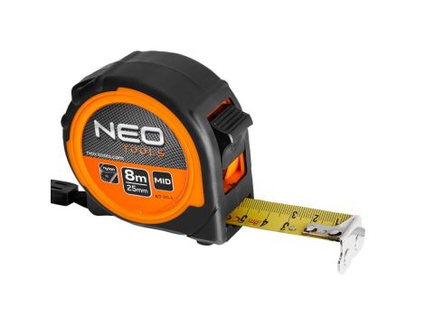 Neo Tools - Miara zwijana stalowa 8 m x 25 mm, magnes - 67-111-1